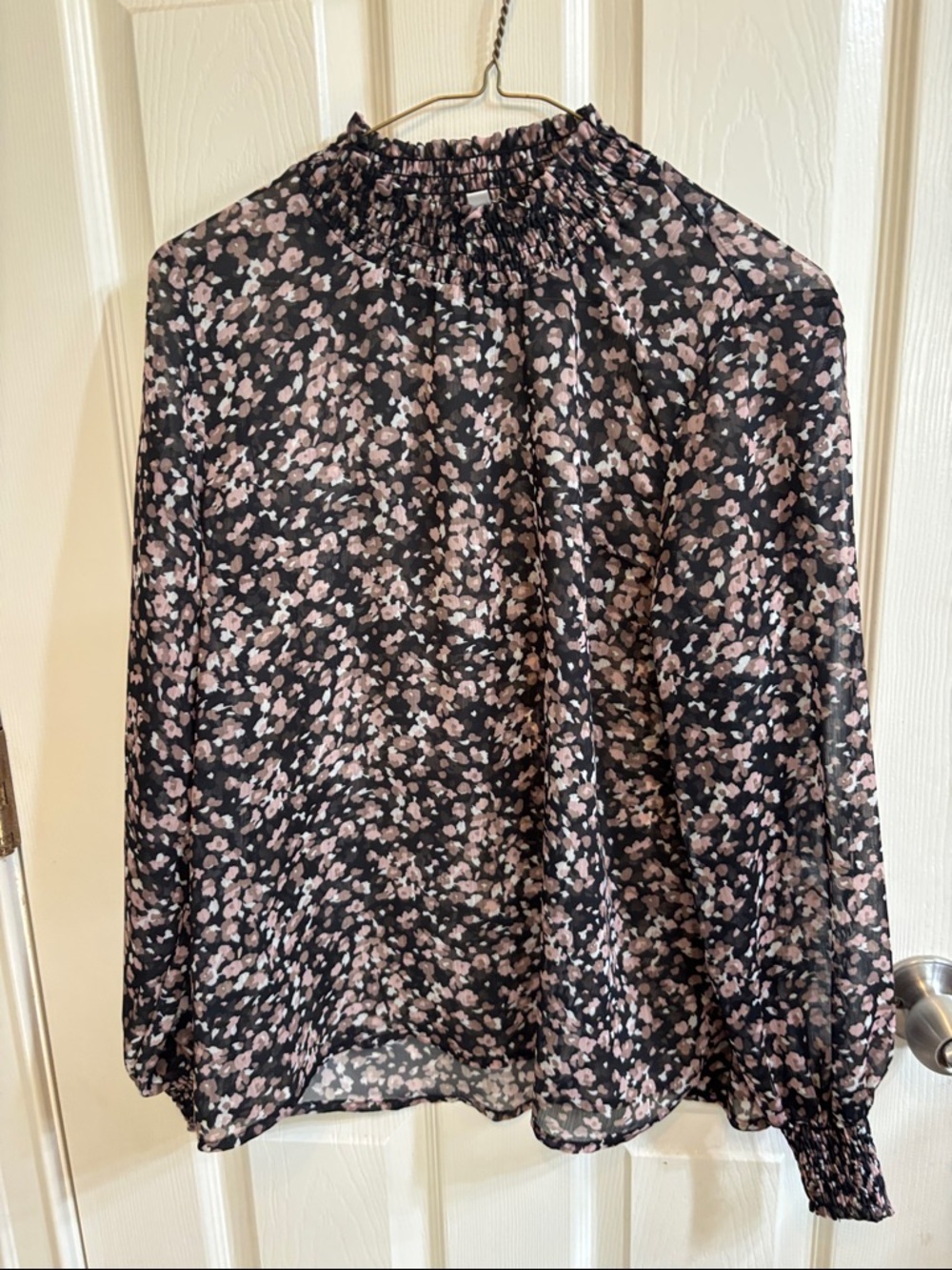 Hayden Black Blouse with Pink Floral Print